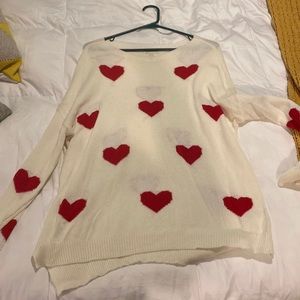 Red and White :: Heart sweater